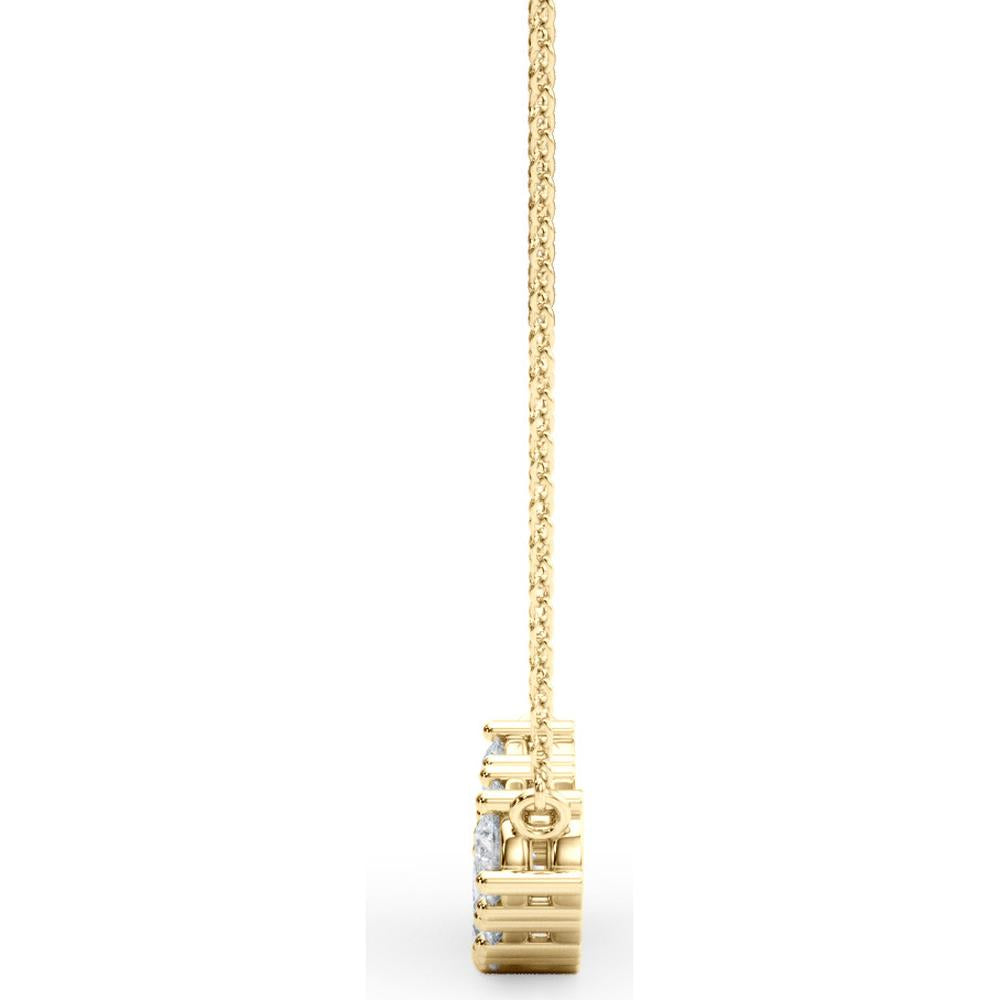 14k Gold Lab Grown Diamond Curved Necklace Pendant for Women | 7 Stone Bar Diamond Necklace (E-F Color, VS1-VS2 Clarity) with attached 20 inch Chain