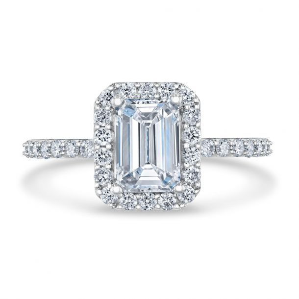 2ct Emerald Lab Grown Diamond White Gold Engagement Ring