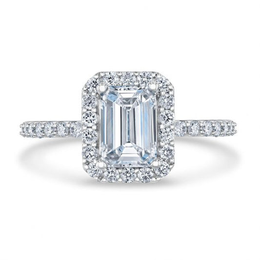 2ct Emerald Lab Grown Diamond White Gold Engagement Ring