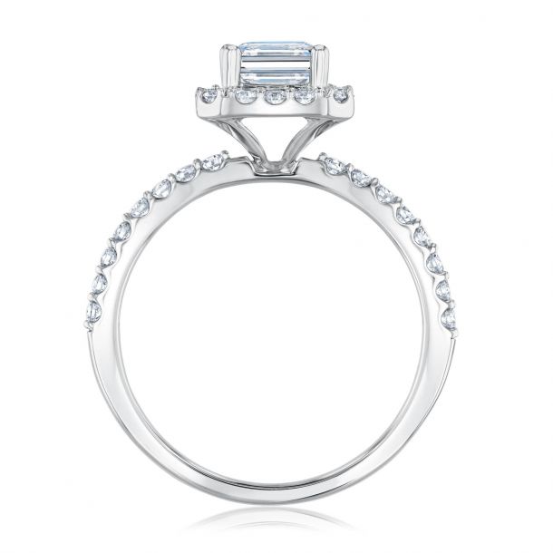 2ct Emerald Lab Grown Diamond White Gold Engagement Ring