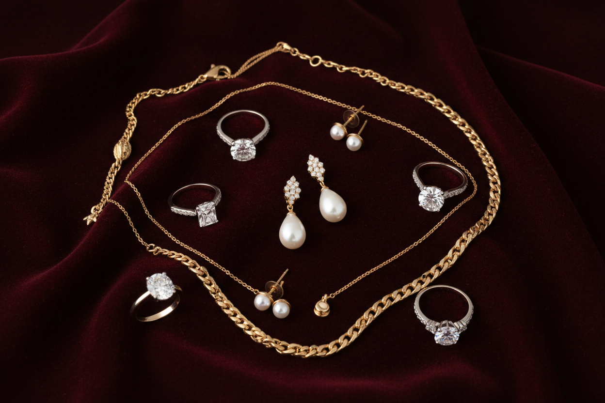Luxury Jewelry Flat Lay